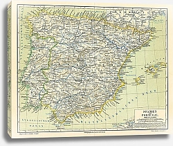 Постер Карта Испании и Португалии