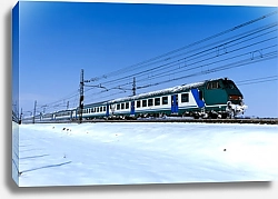 Постер Поезд на зимней железной дороге