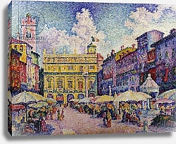 Постер Синьяк Поль (Paul Signac) The Herb Market, Verona; la Place aux Herbes, Verone,