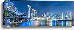 Постер Сингапур, вечерняя панорама