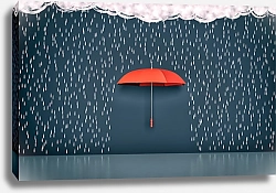 Постер Красный зонт под дождём