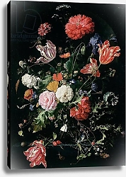 Постер Хеем Ян Flowers in a Glass Vase, c.1660