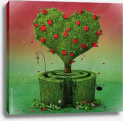 Постер Цветущиее дерево в форме сердца в лабиринте