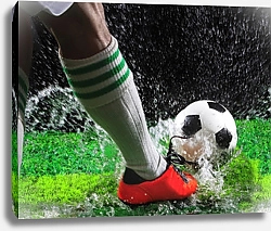Постер Нога футболиста ударяющего по мячу