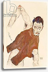 Постер Шиле Эгон (Egon Schiele) Self portrait in a jerkin with right elbow raised, 1914