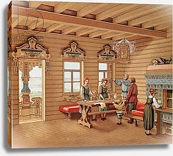 Постер Школа: Французская 19в. Idealised interior of a Russian izba, c.1880
