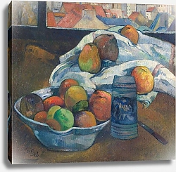 Постер Гоген Поль (Paul Gauguin) Чаша с фруктами и танкард у окна