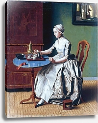 Постер Лиотар Жан Этьен Леди, наливающая шоколад
