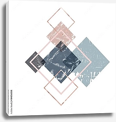Постер Абстрактная композиция декоративных геометрических форм с гранж-текстурой 7