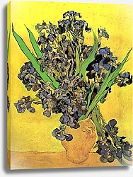Постер Ван Гог Винсент (Vincent Van Gogh) Натюрморт: ваза и ирисами на желтом фоне