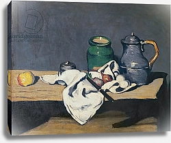 Постер Сезанн Поль (Paul Cezanne) Still life with a tin kettle, 1869