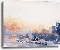 Постер Пеннел Джозеф Winter Sunset, New York Harbor