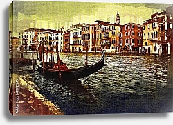 Постер Канал с лодкой в Венеции