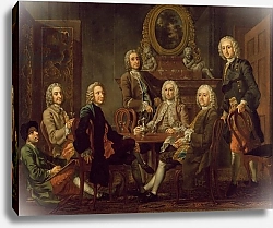 Постер Хейман Франсис Portrait of a group of gentlemen, with the artist, c.1745