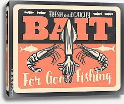 Постер Наживка для рыбалки, ретро плакат
