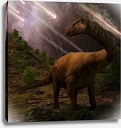 Постер Динозавр и метеоритный дождь