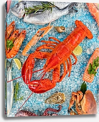 Постер Вареные раки и морепродукты