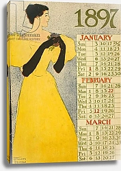 Постер Пенфилд Эдвард 1897 calendar for the months of January, February and March by Edward Penfield