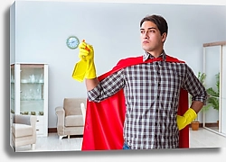 Постер Супергерой-уборщик с очистителем стекол