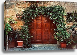 Постер Старая деревянная дверь, Италия