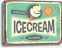 Постер Мороженое, рекламный ретро плакат 