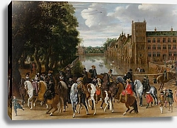 Постер Хиллегерт Паувельс The Princes of Orange and their Families on Horseback, Riding Out from The Buitenhof, The Hague