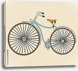 Постер Голубой ретро-велосипед на сером фоне