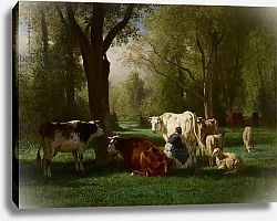 Постер Тройон Констан Landscape with Cattle and Sheep, 1852-8