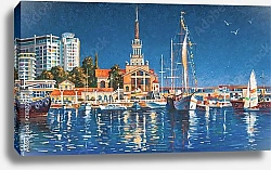 Постер Яхты на фоне морского порта Сочи в ясный день