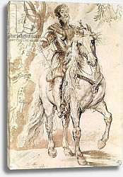 Постер Рубенс Петер (Pieter Paul Rubens) Study for an equestrian portrait of the Duke of Lerma 1603