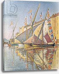 Постер Синьяк Поль (Paul Signac) Sailing Boats in St. Tropez Harbour, 1893