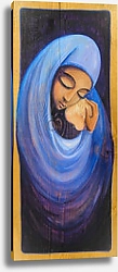 Постер Мадонна с младенцем Иисусом, рисунок по дереву