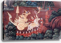 Постер Картина Рамаяна на стене в храме Таиланда #14
