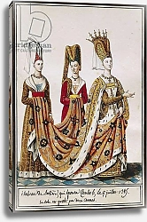Постер Лебу‑де‑ла‑Месанжер Пьер Isabeau of Bavaria getting married to Charles VI, King of France, July 17, 1389, watercolor from Osservazioni sulle mode e gli usi di Parigi by Pierre Antoine Leboux de La Mesangere, France, 1822