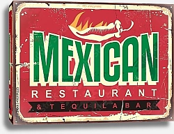 Постер Мексиканский ресторан и текила бар, старая винтажная вывеска