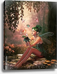 Постер Фея с бабочками 1