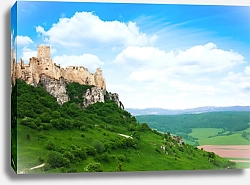 Постер Спишский Град, Словакия. Замок на склоне