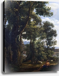 Постер Лоррен Клод (Claude Lorrain) Пейзаж с погонщиком гусей и гусями