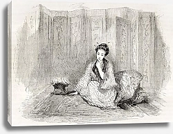 Постер Japanese lady engraved portrait. Created by Marin after Trevise, published on Le Tour du Monde, Pari