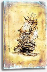 Постер Античный корабль в море