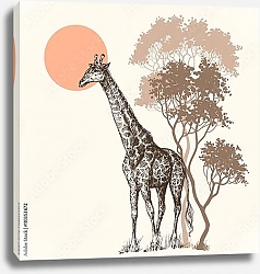Постер Жираф и закат