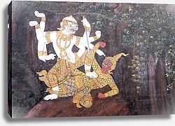 Постер Картина Рамаяна на стене в храме Таиланда #3
