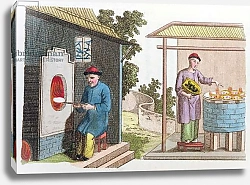 Постер Школа: Китайская 19в. Firing of porcelain in China at the end of the 18th century, from 'La Chine en Miniature', by J.B. Breton, Paris, edited by Nepveu, 1811