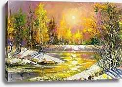 Постер Осенний пейзаж на берегу реки 1