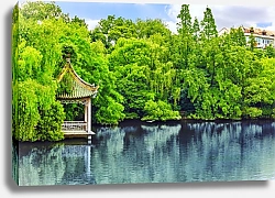 Постер Китай, Пекин. Китайский сад, парк с причудливыми скалами