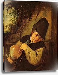 Постер Остаде Адриан A Peasant Holding a Jug and a Pipe, c.1650-55