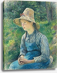 Постер Писсарро Камиль (Camille Pissarro) Peasant Girl with a Straw Hat, 1881