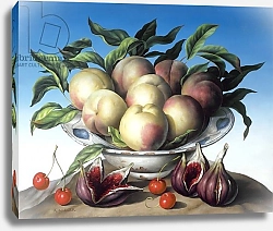 Постер Клейзер Амелия (совр) Peaches in Delft bowl with purple figs