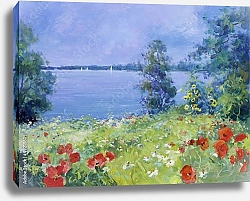 Постер Пейзаж с озером перед грозой