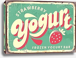 Постер Клубничный замороженный йогурт, ретро плакат